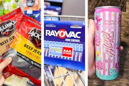 collage with Jack Links, Rayovac, and Alani Nu products