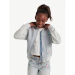Kids' Denim Embroidered Bomber Jacket