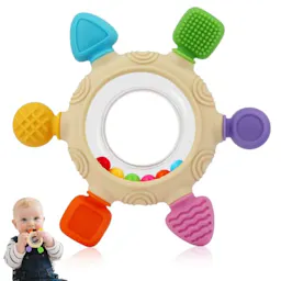 Baby Teething Ring Rattle Sensory Toy