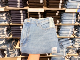 jeans on display in store
