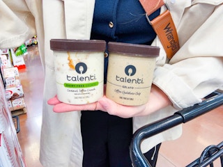 hand holding talenti gelato pints