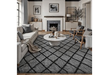 Large Checkered Living Room Rug