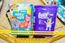 pampers easy ups and luvs diapers in a dollar general shopping cart