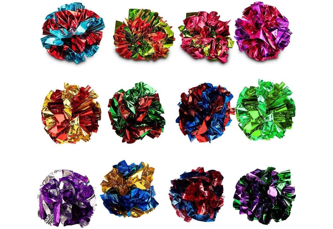 SunGrow Kitty Crinkle Ball Toys