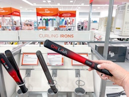 Someone holding up a CHI Lava hot styling tool at Ulta