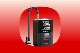 A tire inflator with a tube that attaches to the tire and a digital display