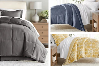 3 lifestyle images of comforter sets