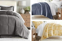 3 lifestyle images of comforter sets