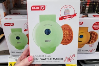 hand holding dash easter waffle maker at kroger