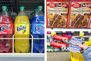 dollar general fanta, betty crocker, colgate 3-photo collage