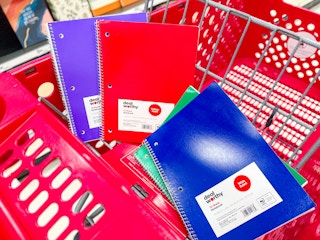 4 dealworthy notebooks sitting in a target cart