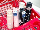 character water bottles sitting in a target cart