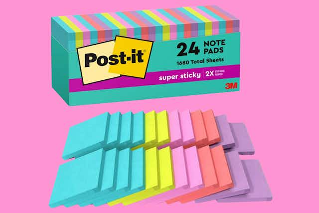 Post-it Super Sticky Notes 24-Pack, Only $19.99 on Amazon card image