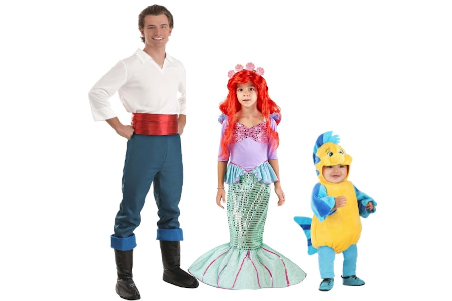 images of a family halloween costume of the little mermaid