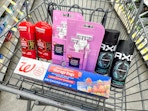 old spice axe razors and storage bags in walgreens cart