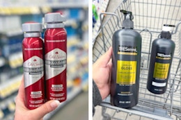 collage with old spice and tresemme