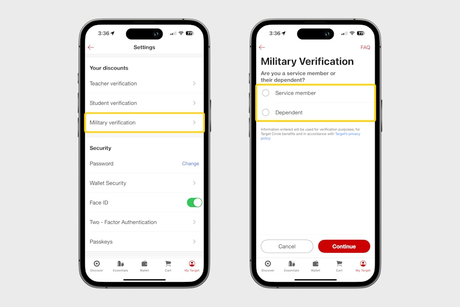 target-military-discount-app-verification-online-shopping-graphic