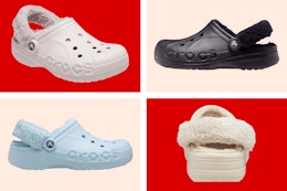 4 colors of the Crocs Unisex Baya Lined Fuzz Strap Clogs