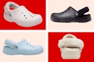 4 colors of the Crocs Unisex Baya Lined Fuzz Strap Clogs