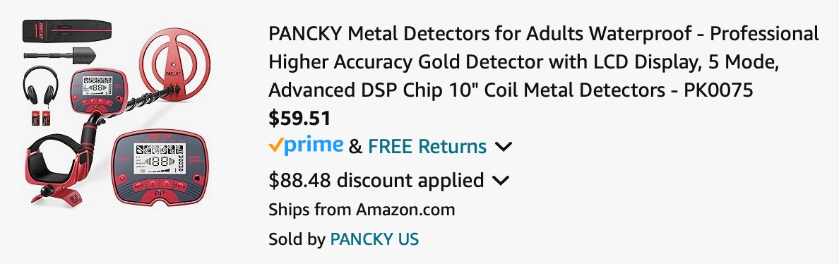 Metal Detector Amazon Receipt