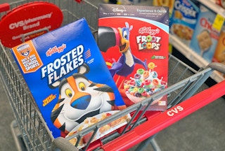 kellogg's cereal in a cvs shopping cart