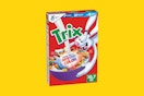 trix cereal on a yellow background