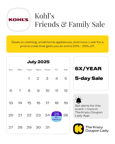 Kohl's Friends & Family 2025 Date