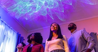 lights projected on a ceiling in a room