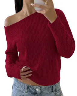 KIRUNDO Off The Shoulder Sweater