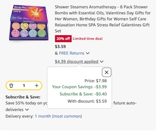 shower steamers Amazon receipt