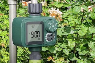 sprinkler timer on outdoor faucet
