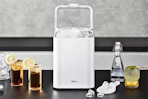Stock image of a white Midea Ice Maker on countertop