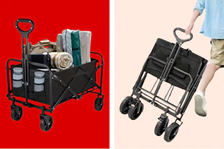 2 stock images of a heavy duty folding wagon from Aliexpress