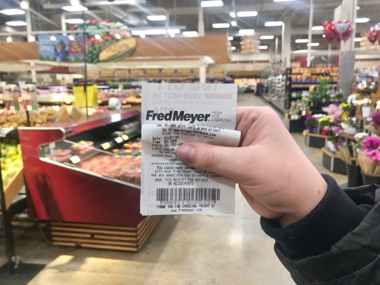 A receipt from Fred Meyer