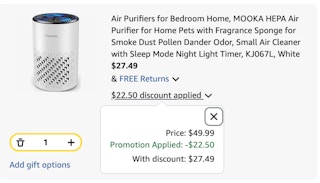 mooka air purifier Amazon receipt