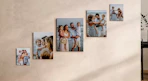 family photos on canvas on a wall