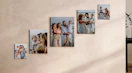 family photos on canvas on a wall