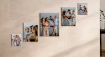 family photos on canvas on a wall