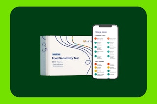 A food test on a green background