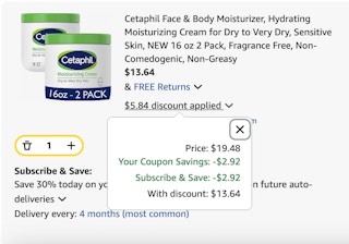 Cetaphil Amazon receipt