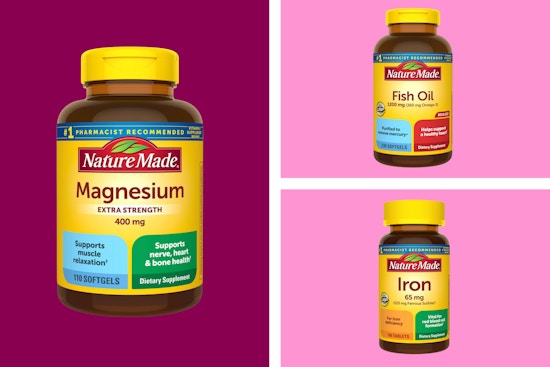 bottles of vitamins in a collage