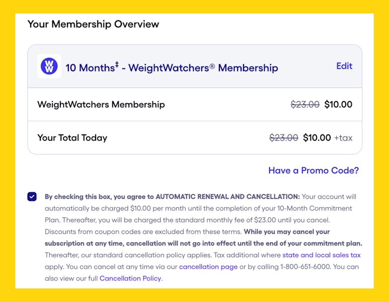 WeightWatchers Fine Print