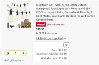string lights Amazon receipt