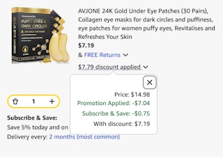 Eye patches Amazon receipt