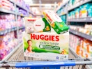 huggies extra large wipes in walmart cart in diaper aisle