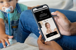 The Coterie diaper website, email sign up page on a cell phone.