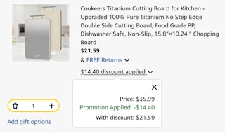 cutting board Amazon receipt