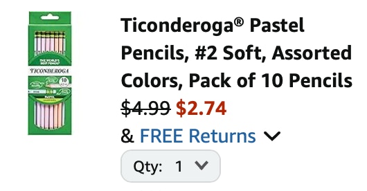 pencils Amazon receipt