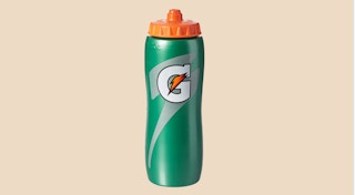 Green and orange gatorade water bottle
