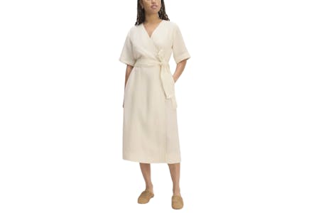 The Women's Linen Short-Sleeve Wrap Dress